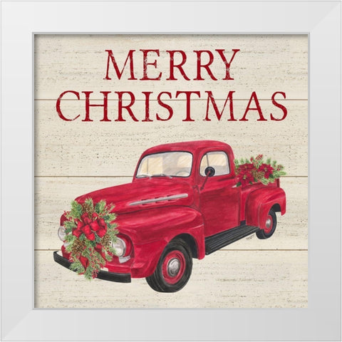 Home for the Holidays-Red Truck White Modern Wood Framed Art Print by Reed, Tara