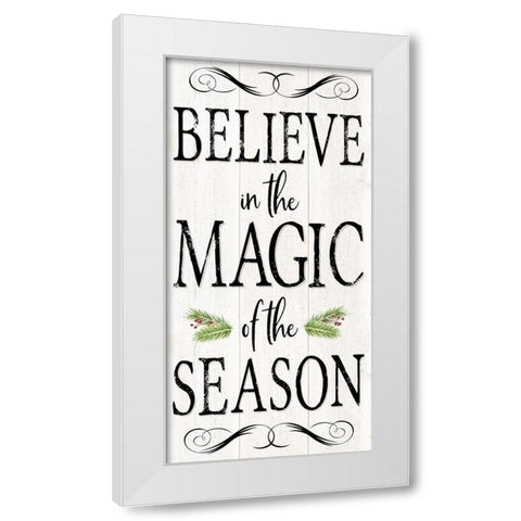 Peaceful Christmas-Magic of the Season vert black text White Modern Wood Framed Art Print by Reed, Tara