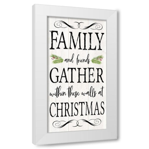 Peaceful Christmas-Family Gathers vert black text White Modern Wood Framed Art Print by Reed, Tara