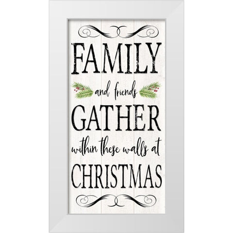 Peaceful Christmas-Family Gathers vert black text White Modern Wood Framed Art Print by Reed, Tara