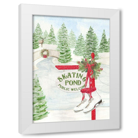 Sleigh Bells Ring-Skating Pond White Modern Wood Framed Art Print by Reed, Tara