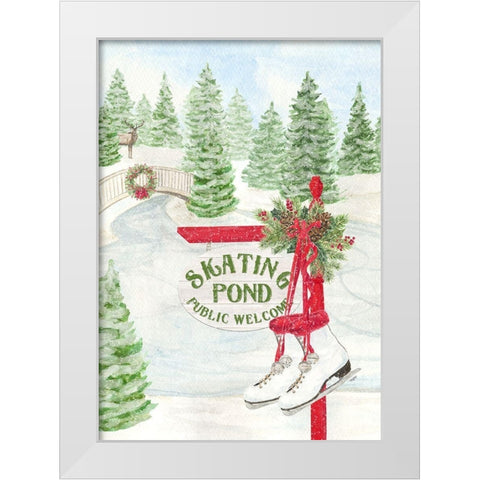 Sleigh Bells Ring-Skating Pond White Modern Wood Framed Art Print by Reed, Tara