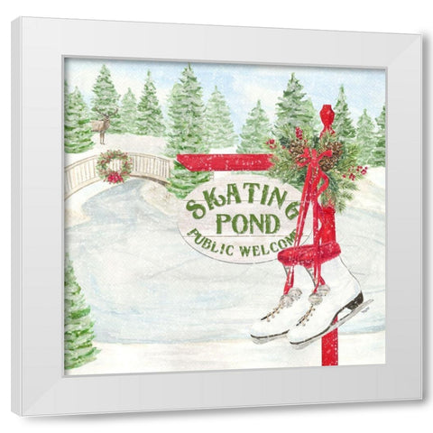 Sleigh Bells Ring I-Skating Pond White Modern Wood Framed Art Print by Reed, Tara