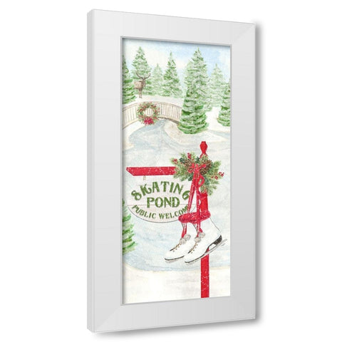 Sleigh Bells Ring panel II-Skating Pond White Modern Wood Framed Art Print by Reed, Tara