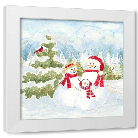 Snowman Wonderland I-Family Scene White Modern Wood Framed Art Print by Reed, Tara