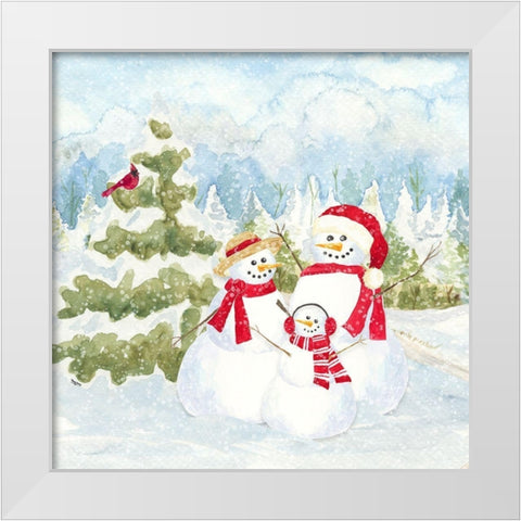 Snowman Wonderland I-Family Scene White Modern Wood Framed Art Print by Reed, Tara