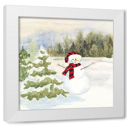 Snowman Wonderland II-Red Black Santa Hat White Modern Wood Framed Art Print by Reed, Tara