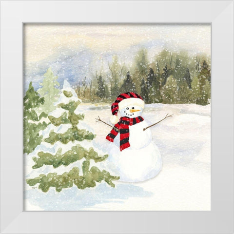 Snowman Wonderland II-Red Black Santa Hat White Modern Wood Framed Art Print by Reed, Tara