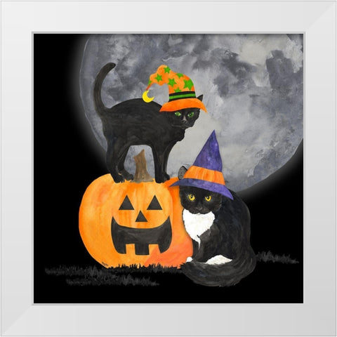 Fright Night Friends I-Black Cat White Modern Wood Framed Art Print by Reed, Tara