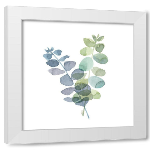 Natural Inspiration Blue Eucalyptus on White I White Modern Wood Framed Art Print by Reed, Tara
