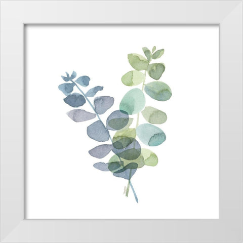Natural Inspiration Blue Eucalyptus on White I White Modern Wood Framed Art Print by Reed, Tara
