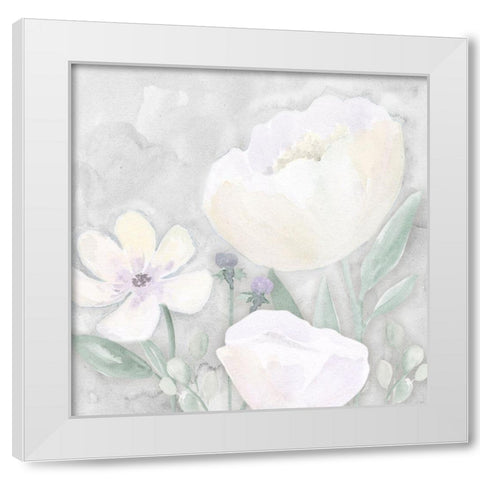 Peaceful Repose Floral on Gray II White Modern Wood Framed Art Print by Reed, Tara