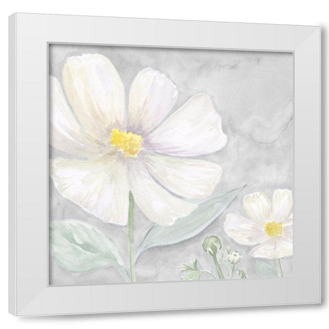 Peaceful Repose Floral on Gray III White Modern Wood Framed Art Print by Reed, Tara
