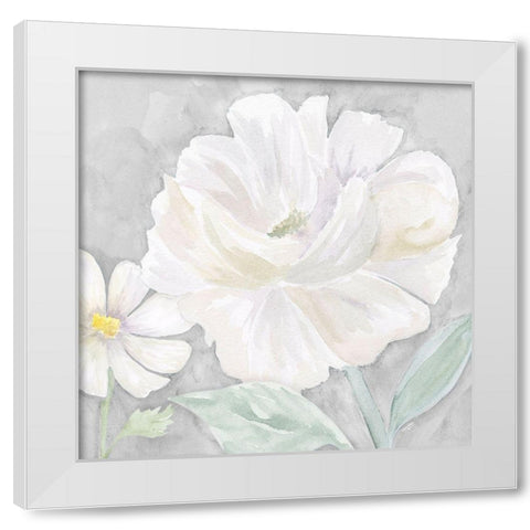 Peaceful Repose Floral on Gray IV White Modern Wood Framed Art Print by Reed, Tara