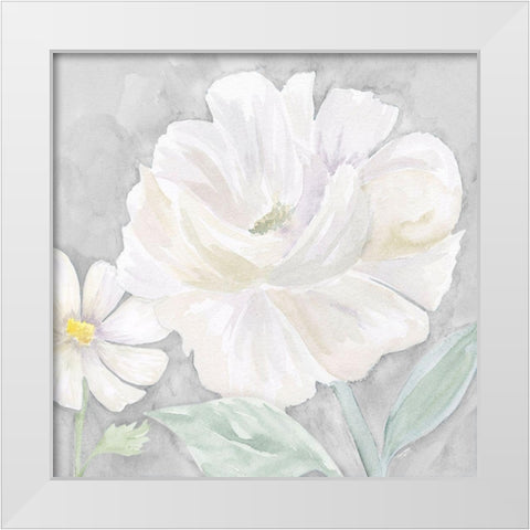 Peaceful Repose Floral on Gray IV White Modern Wood Framed Art Print by Reed, Tara