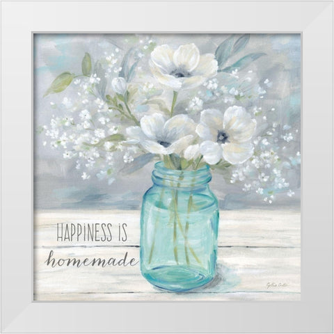 Vintage Jar Bouquet Sentiment I White Modern Wood Framed Art Print by Coulter, Cynthia