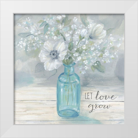 Vintage Jar Bouquet Sentiment II White Modern Wood Framed Art Print by Coulter, Cynthia