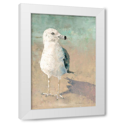 Beach Bird White Modern Wood Framed Art Print by Cusson, Marie Elaine