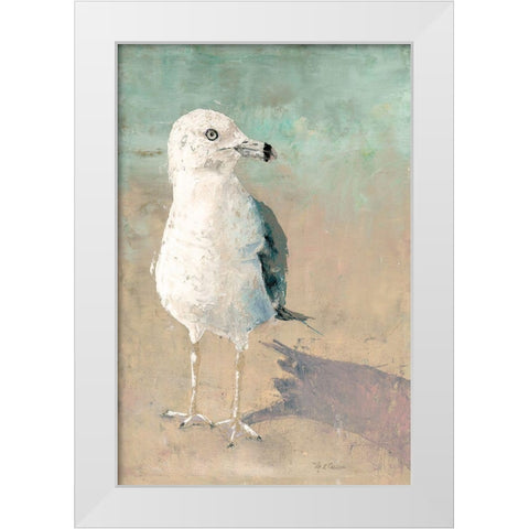 Beach Bird White Modern Wood Framed Art Print by Cusson, Marie Elaine
