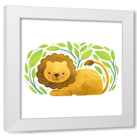 Safari Cuties Lion White Modern Wood Framed Art Print by Noonday Designs