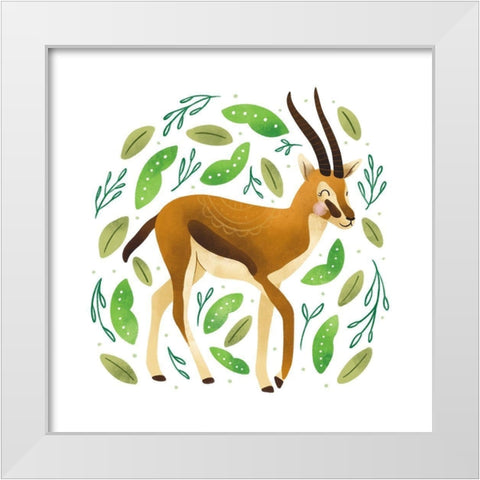 Safari Cuties Gazelle White Modern Wood Framed Art Print by Noonday Designs