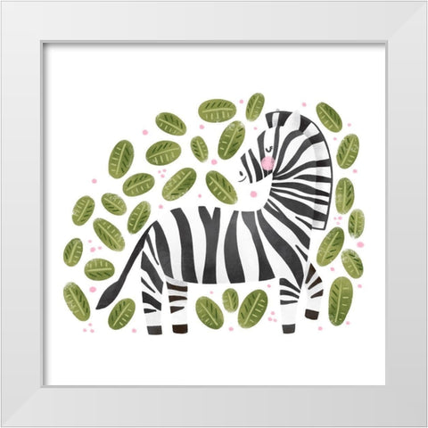 Safari Cuties Zebra White Modern Wood Framed Art Print by Noonday Designs