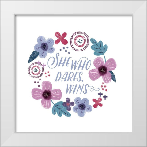 Fierce Girl II Dares White Modern Wood Framed Art Print by Noonday Designs