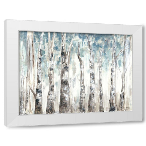 Winter Aspen Trunks Blue  White Modern Wood Framed Art Print by Tre Sorelle Studios