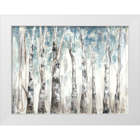 Winter Aspen Trunks Blue  White Modern Wood Framed Art Print by Tre Sorelle Studios