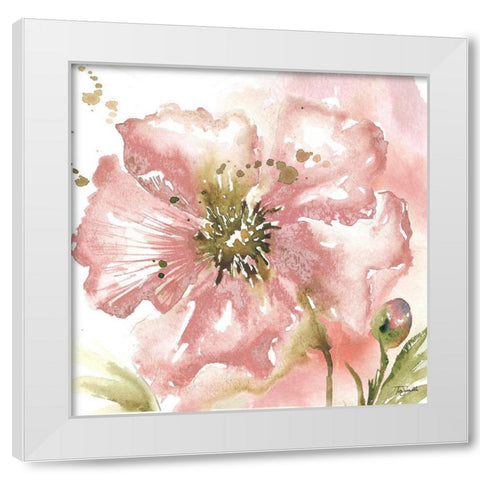 Blush Watercolor Poppy II White Modern Wood Framed Art Print by Tre Sorelle Studios