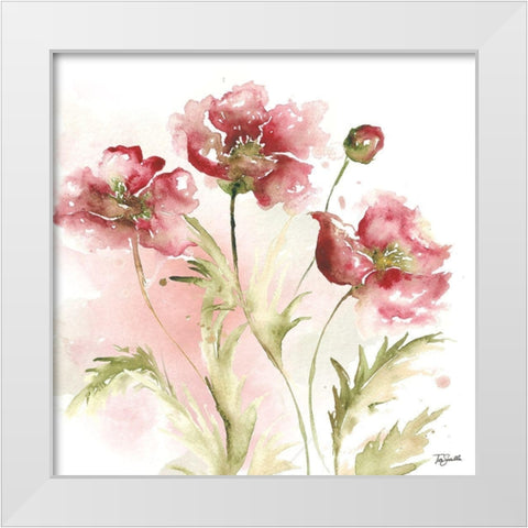 Blush Watercolor Poppy III White Modern Wood Framed Art Print by Tre Sorelle Studios