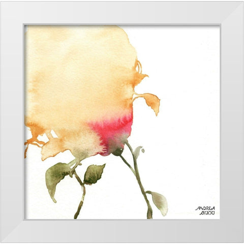 Watercolor Floral Yellow and Red I White Modern Wood Framed Art Print by Bijou, Andrea