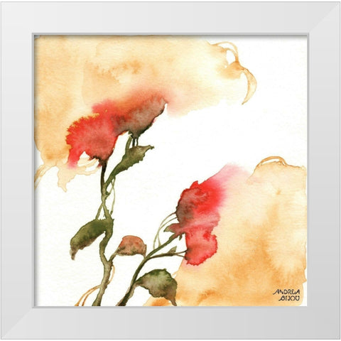 Watercolor Floral Yellow and Red II White Modern Wood Framed Art Print by Bijou, Andrea