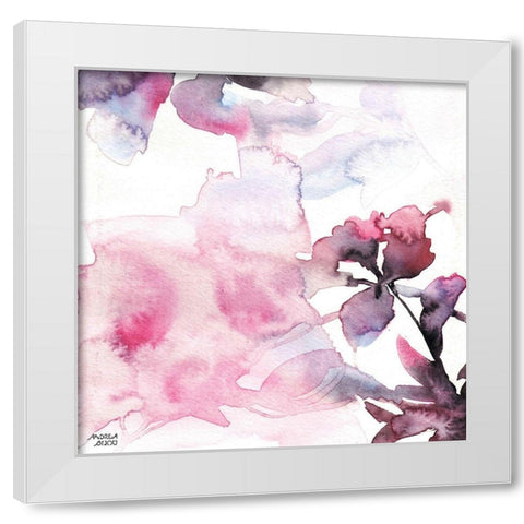 Watercolor Floral Pink Purple Trio II White Modern Wood Framed Art Print by Bijou, Andrea