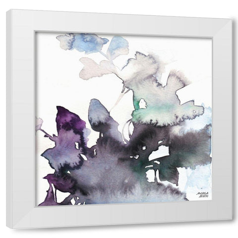 Watercolor Floral Pink Purple Trio III White Modern Wood Framed Art Print by Bijou, Andrea