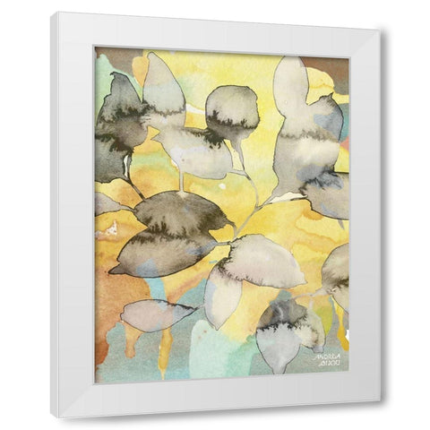 Yellow Leaves Abstract White Modern Wood Framed Art Print by Bijou, Andrea