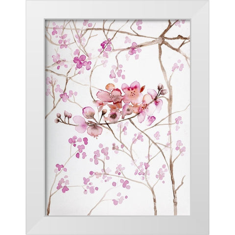 Cherry Blossoms White Modern Wood Framed Art Print by Bijou, Andrea