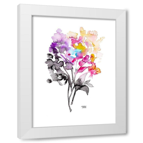 Colorful Bouquet White Modern Wood Framed Art Print by Bijou, Andrea