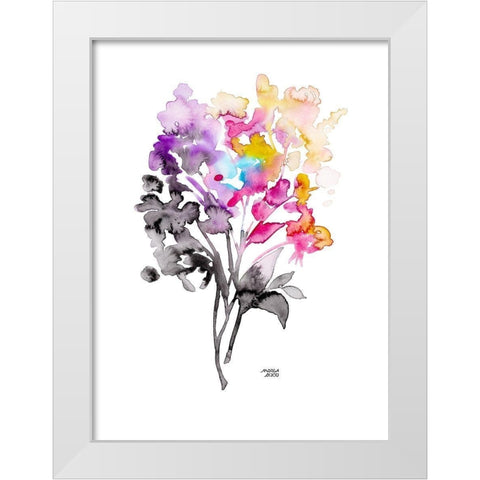 Colorful Bouquet White Modern Wood Framed Art Print by Bijou, Andrea