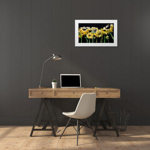 Sunflower Field on Black White Modern Wood Framed Art Print by Chapman, Marcy