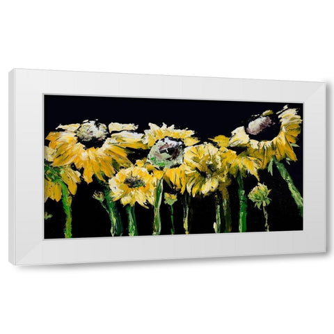 Sunflower Field on Black White Modern Wood Framed Art Print by Chapman, Marcy