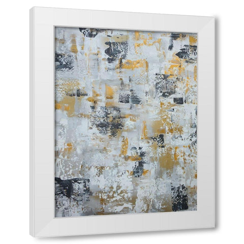 Silver Gray Gold Abstract White Modern Wood Framed Art Print by Chapman, Marcy