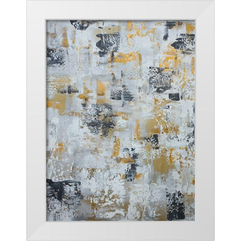 Silver Gray Gold Abstract White Modern Wood Framed Art Print by Chapman, Marcy