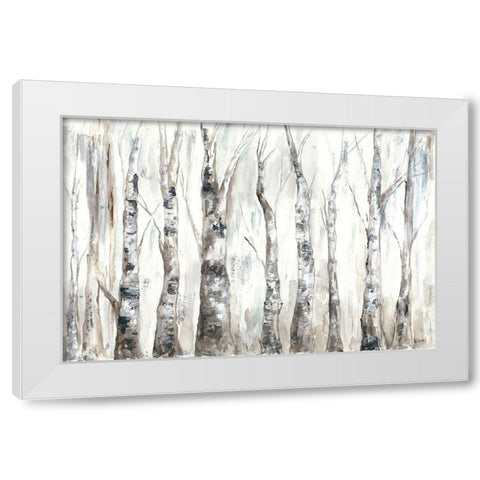 Winter Aspen Trunks Neutral White Modern Wood Framed Art Print by Tre Sorelle Studios