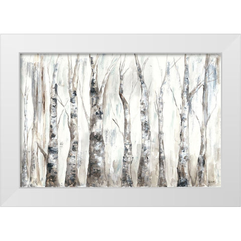 Winter Aspen Trunks Neutral White Modern Wood Framed Art Print by Tre Sorelle Studios
