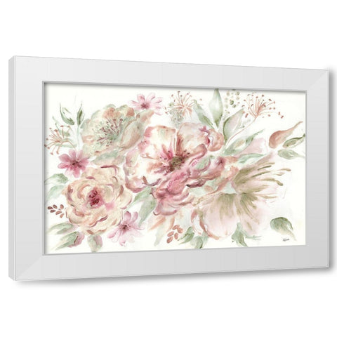 Rose Gold Floral Landscape White Modern Wood Framed Art Print by Tre Sorelle Studios