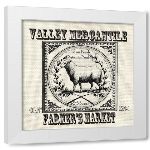 Farmhouse Grain Sack Label Sheep White Modern Wood Framed Art Print by Tre Sorelle Studios