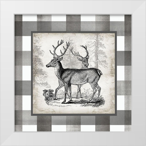 Buffalo Check Deer Neutral II White Modern Wood Framed Art Print by Tre Sorelle Studios