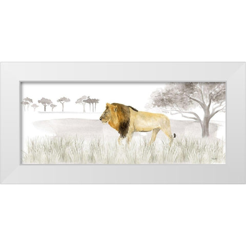 Serengeti Lion horizontal panel White Modern Wood Framed Art Print by Reed, Tara