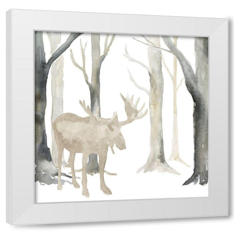 Winter Forest Moose White Modern Wood Framed Art Print by Reed, Tara